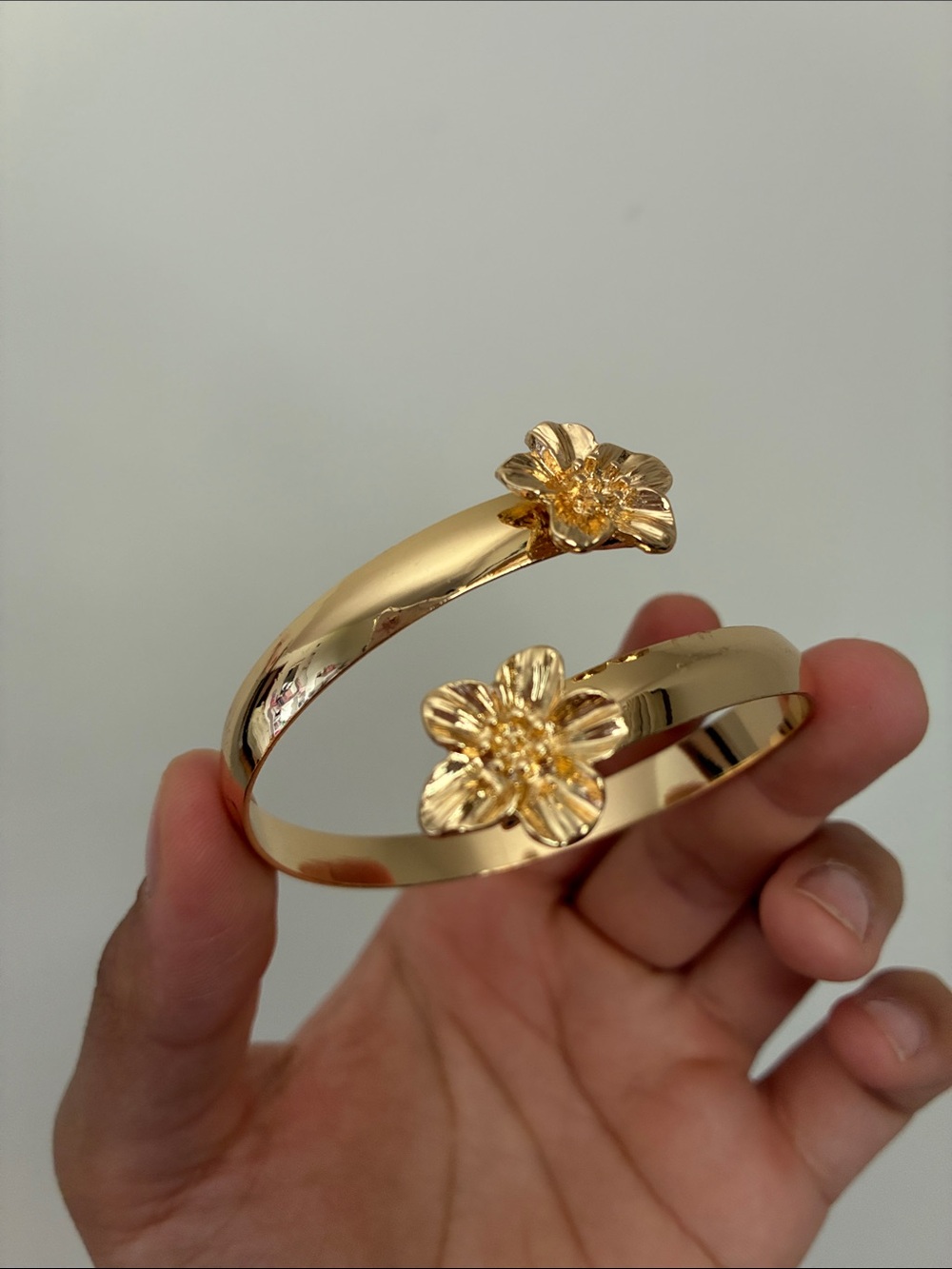Gold Floral Open Cuff Bracelet